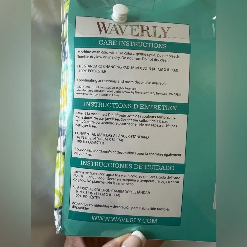 Waverly Trend Lab Plush Changing Pad Cover | Multi Waverly Solar Flair | NIP